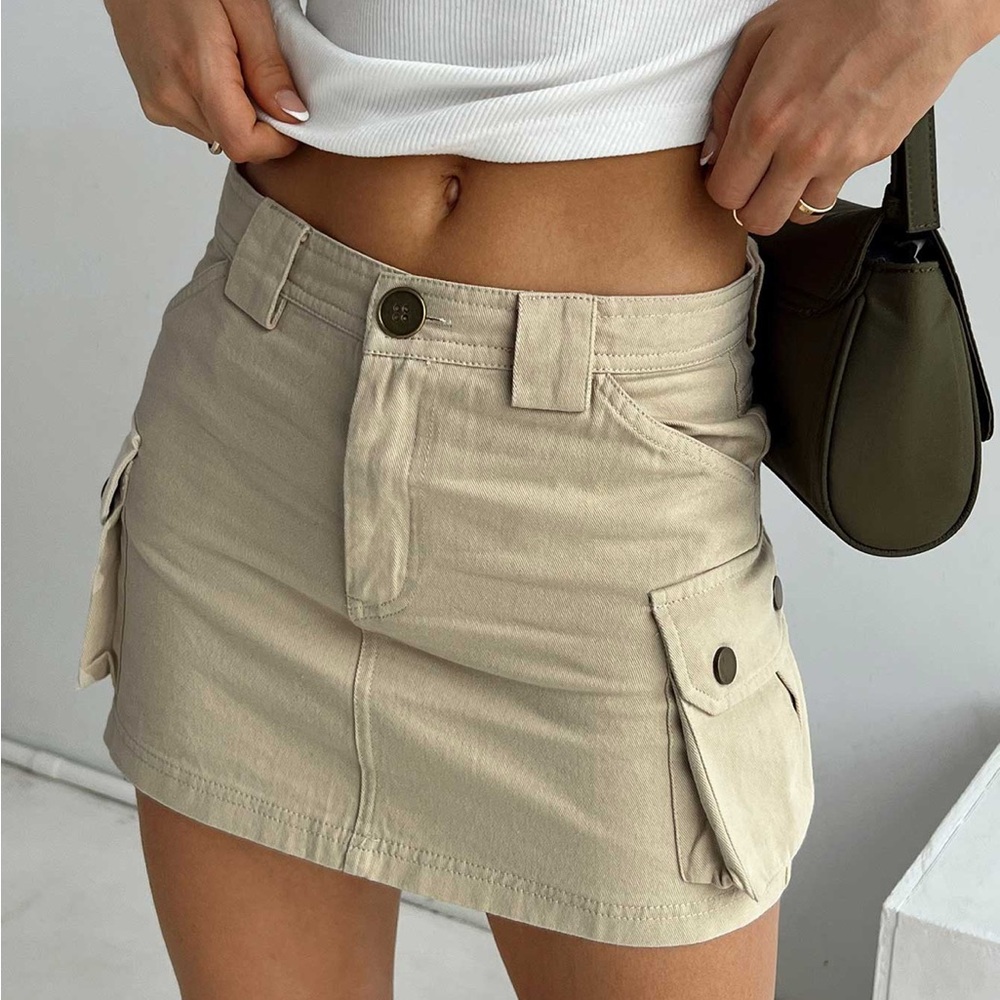 Princess Polly Lydie Cargo Mini Skirt Beige